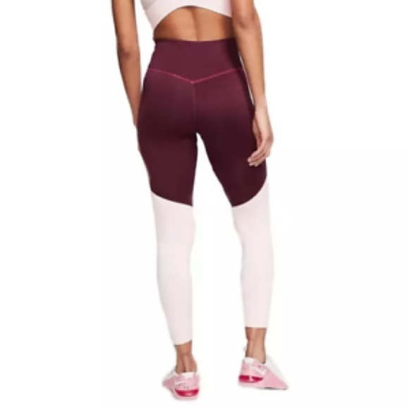 Nike Leggings Size Medium Pink Red Maroon Contour Dri-FIT 7/8 Length Mid-rise - Picture 5 of 10